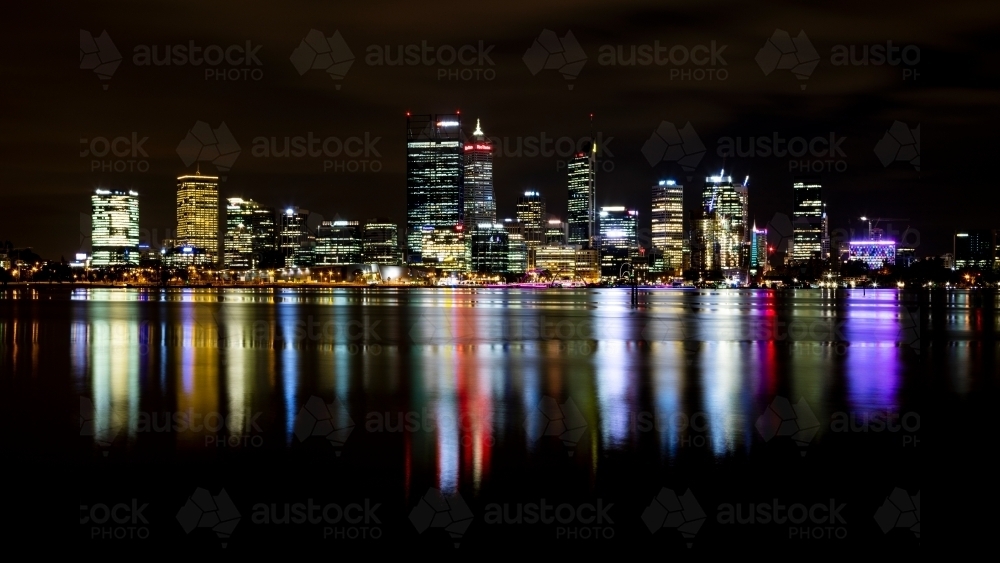 Perth city skyline at night - Australian Stock Image