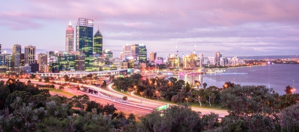 Perth city skyline in the evening. - Australian Stock Image