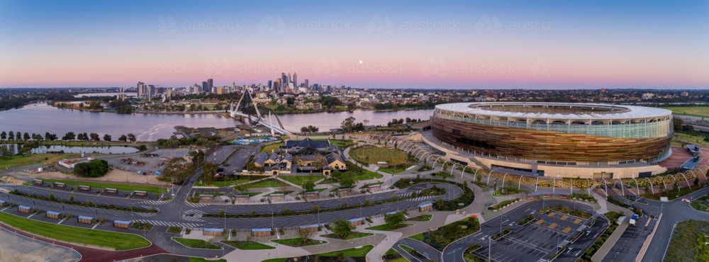 Perth City & Sports Stadium Panorama - Australian Stock Image