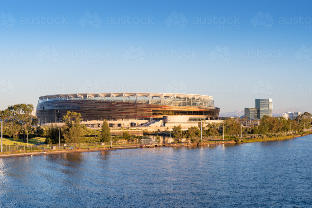 Perth Stadium Along The Swan River seen across the water - Australian Stock Image