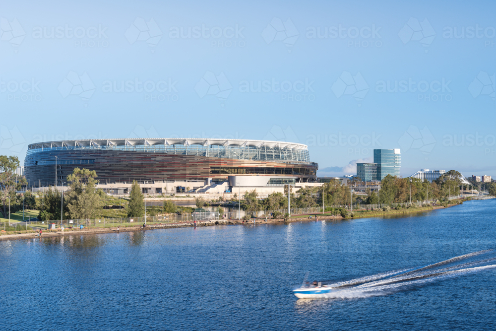 Perth Stadium Along The Swan River seen across the water - Australian Stock Image