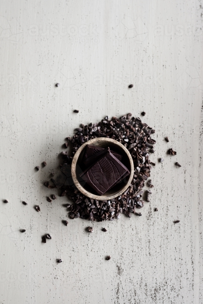 pieces of dark chocolate - Australian Stock Image