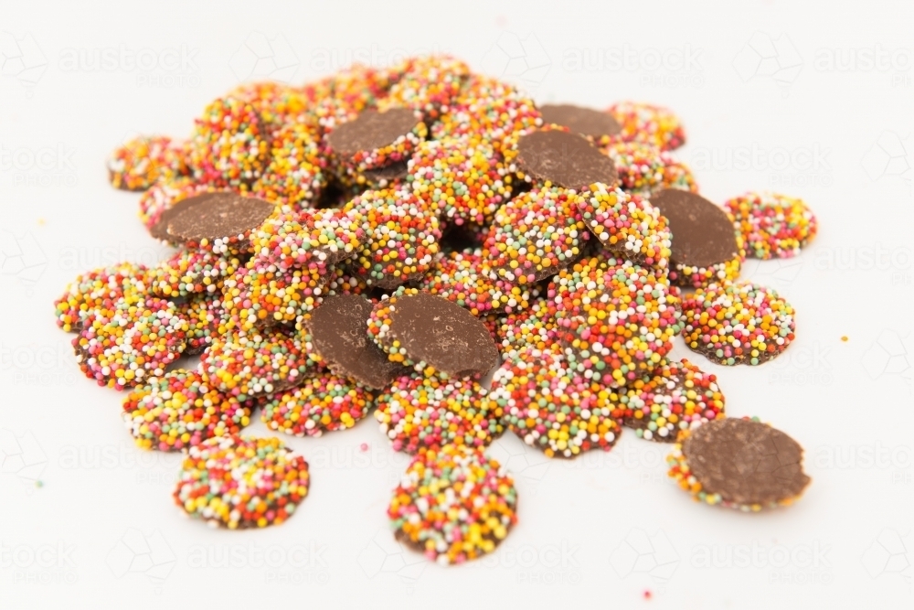 Pile of chocolate freckles - Australian Stock Image