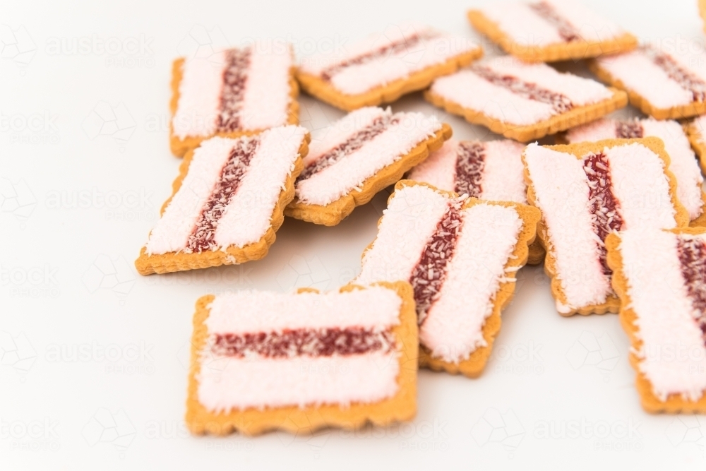 Pile of Iced Vovo Biscuits - Australian Stock Image