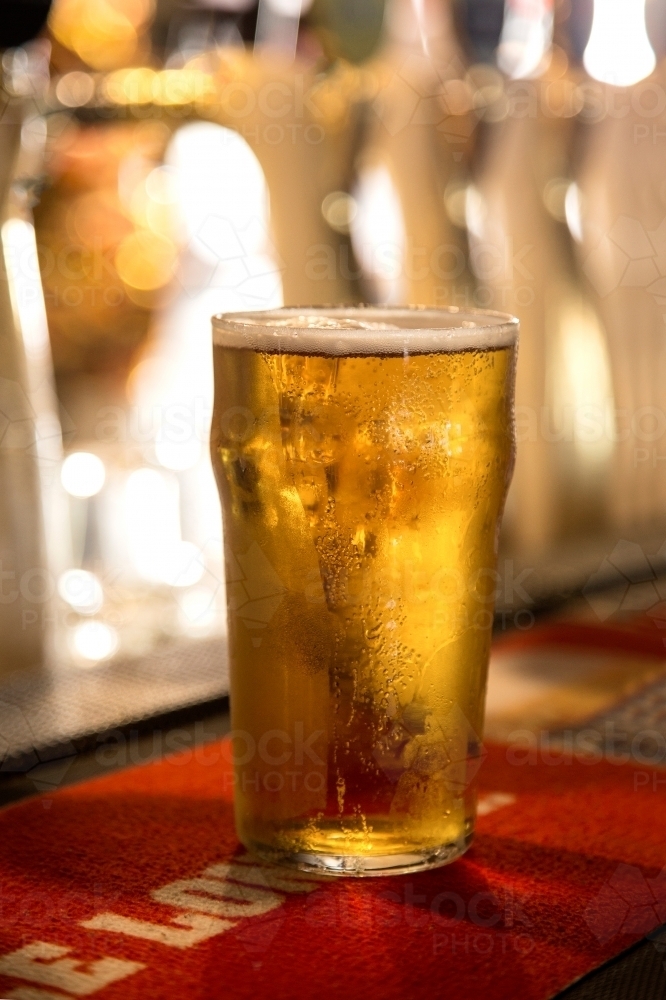 Pint of beer on a bar - Australian Stock Image