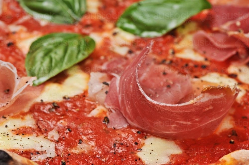 pizza with prosciutto - Australian Stock Image