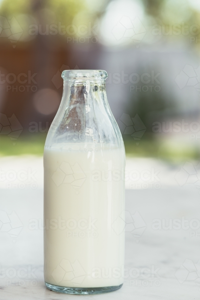 Plain bottle of milk - Australian Stock Image