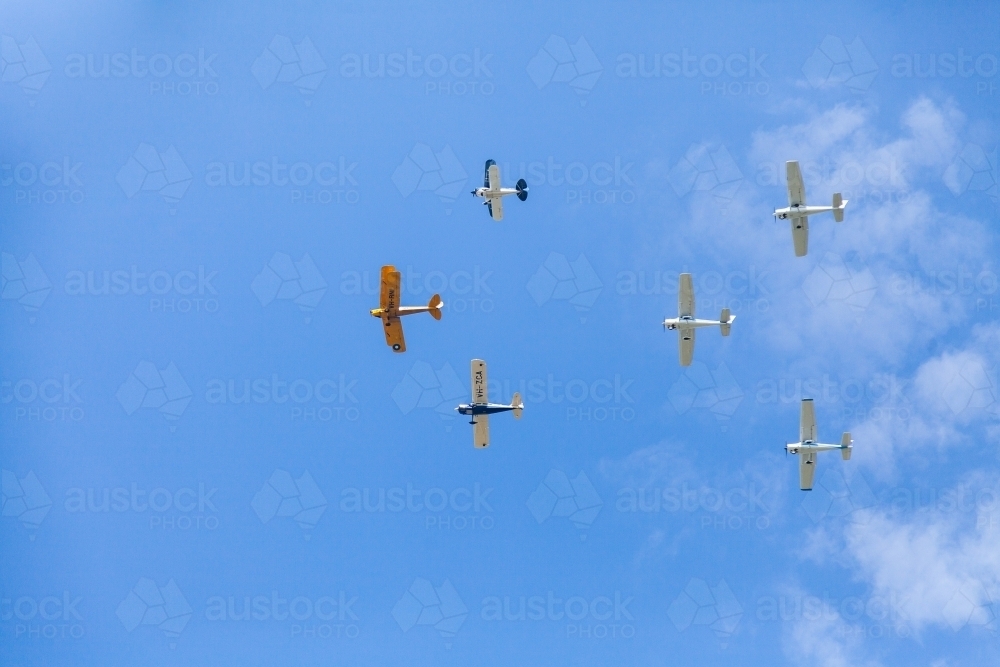Planes flying in formation at festival in Hunter Valley - Australian Stock Image