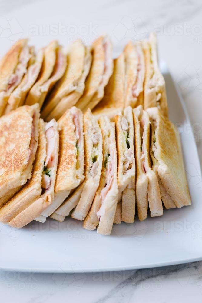plate of toasted sandwiches - Australian Stock Image