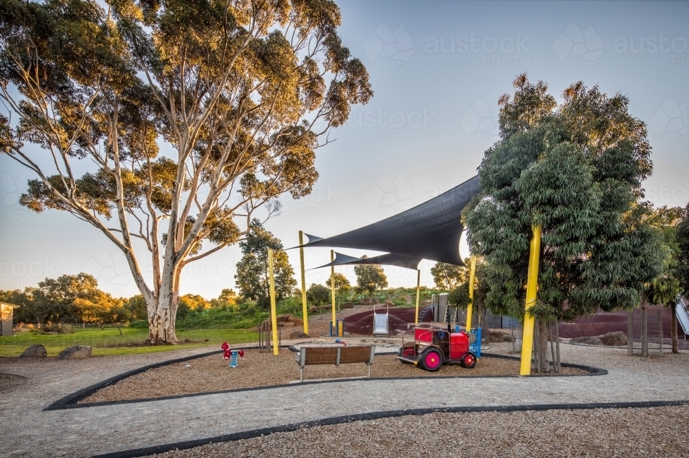 Playground with Large Gum Tree - Australian Stock Image