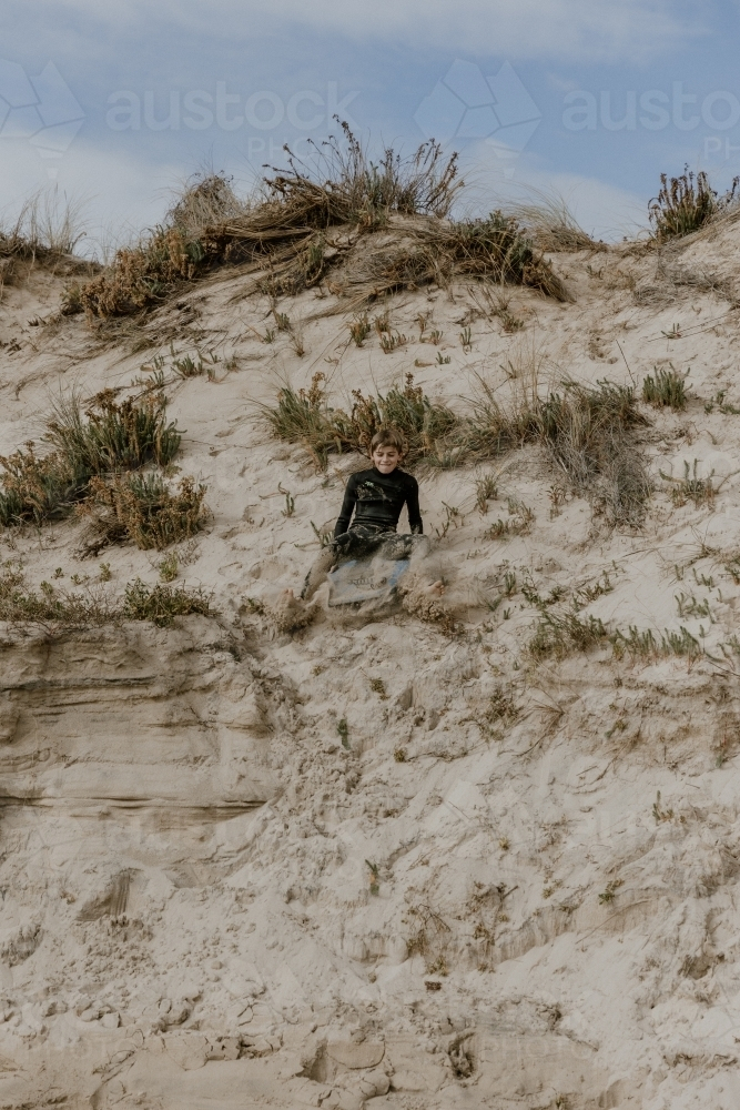 Playing in the Sand Dunes - Australian Stock Image