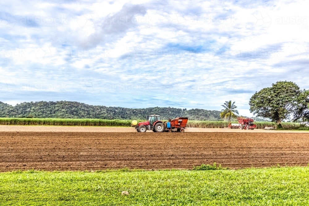 Ploughed cane fields - Australian Stock Image