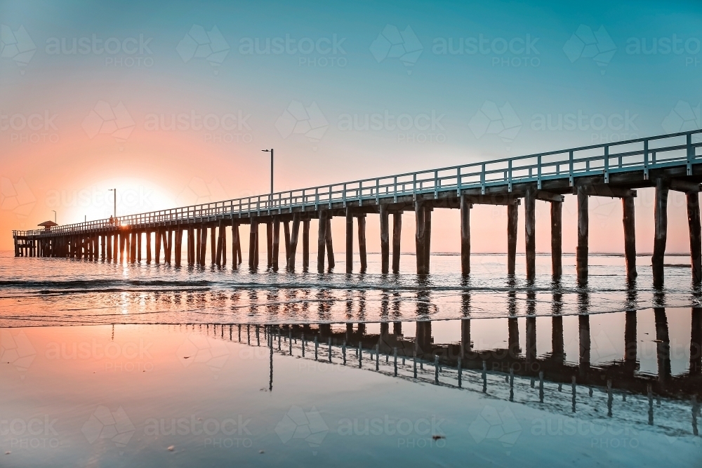 Point Lonsdale pier at sunrise - Australian Stock Image