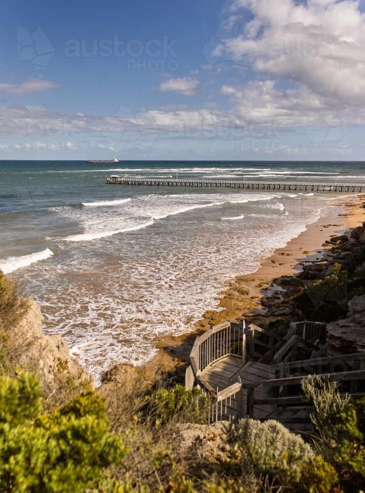 Point Lonsdale Pier from lookout - Australian Stock Image