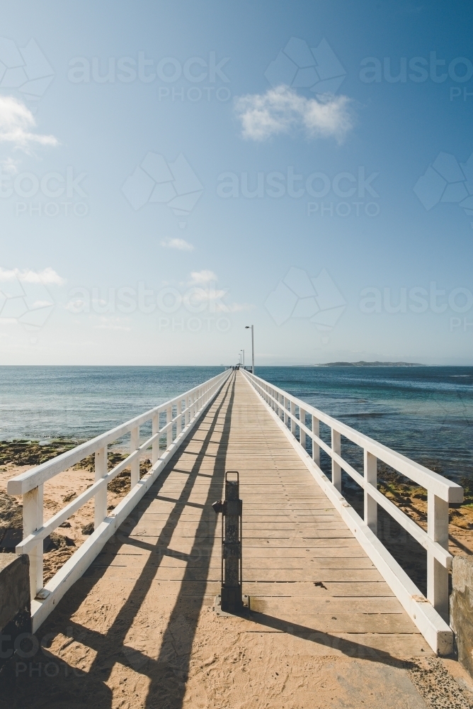 Point Lonsdale pier over ocean - Australian Stock Image