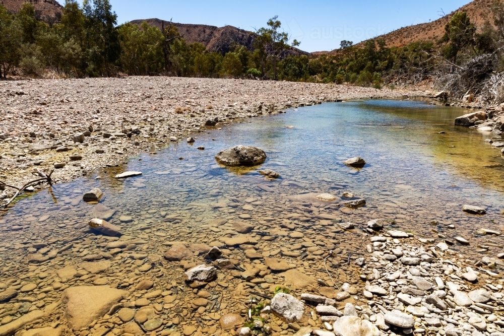 pool of water in stony creek bed - Australian Stock Image