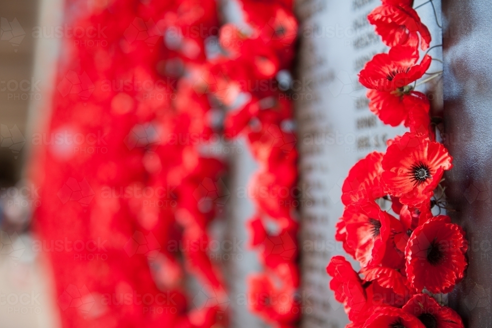 Poppies on a War Memorial - Australian Stock Image