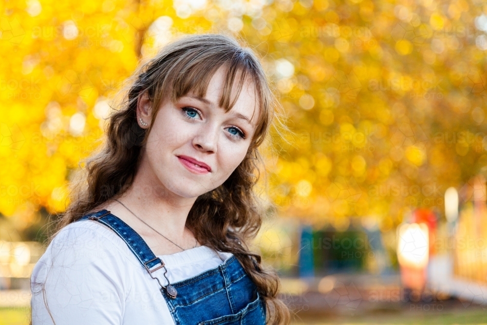 Portrait of a 18yo person in Autumn - Australian Stock Image