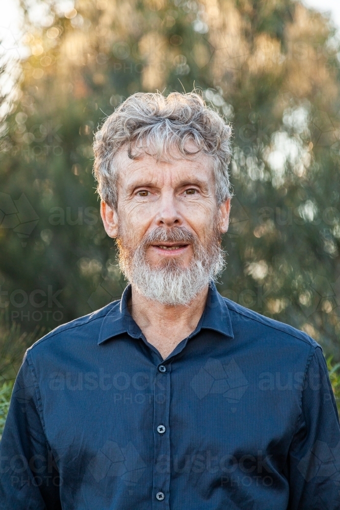 Portrait of a bearded middle aged man outside - Australian Stock Image