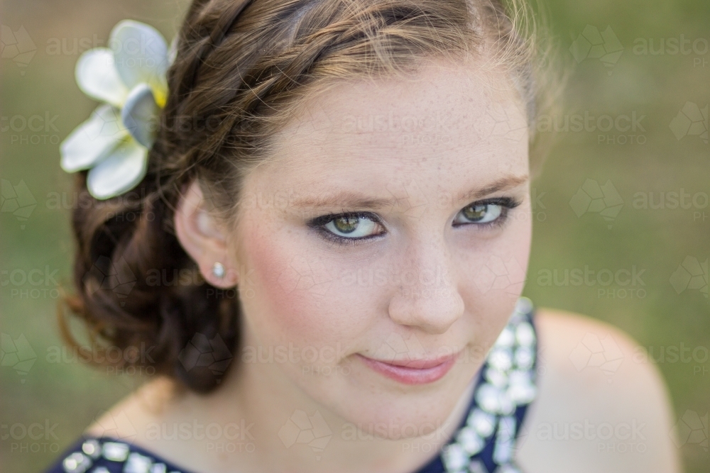 Portrait of a beautiful teen girl ready for her year ten school formal - Australian Stock Image
