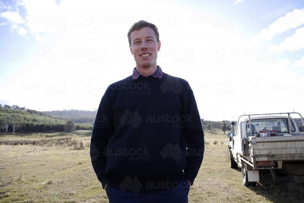Portrait of a farmer on his property - Australian Stock Image