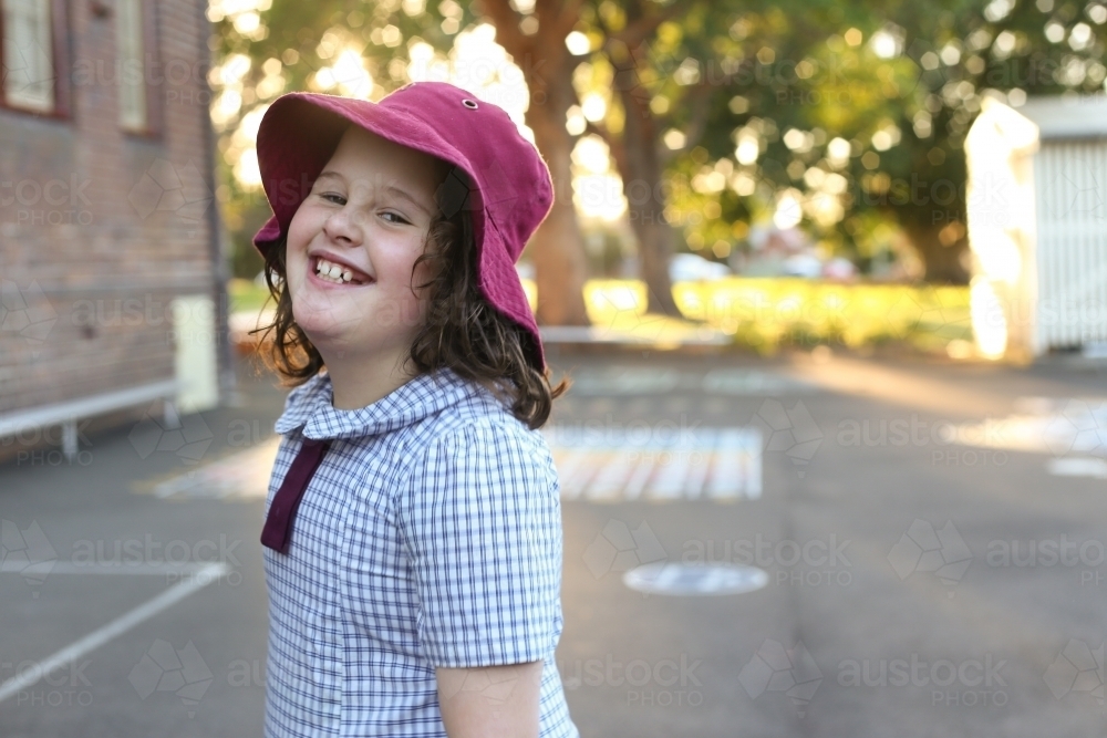Portrait of a laughing school girl - Australian Stock Image