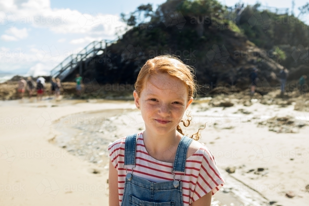 Portrait of a young girl at the beach - Australian Stock Image