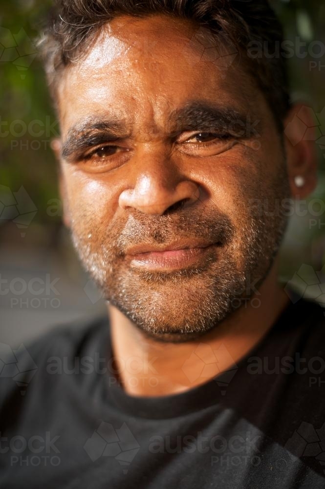 Portrait of an Indigenous Australian Young Man - Australian Stock Image