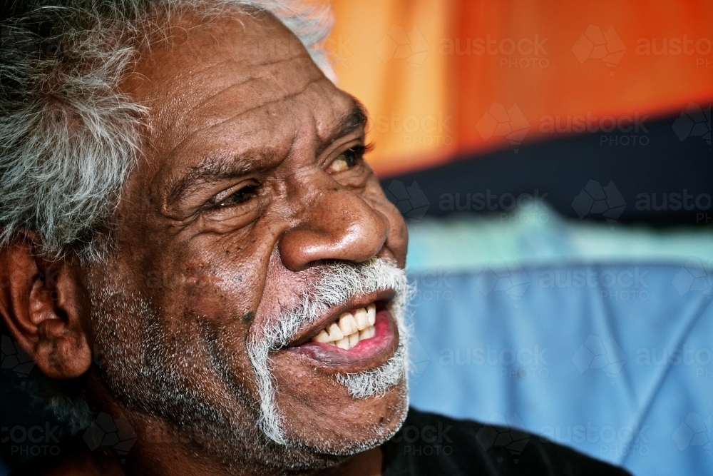 Portrait of an indigenous Wurundjeri Elder - Australian Stock Image