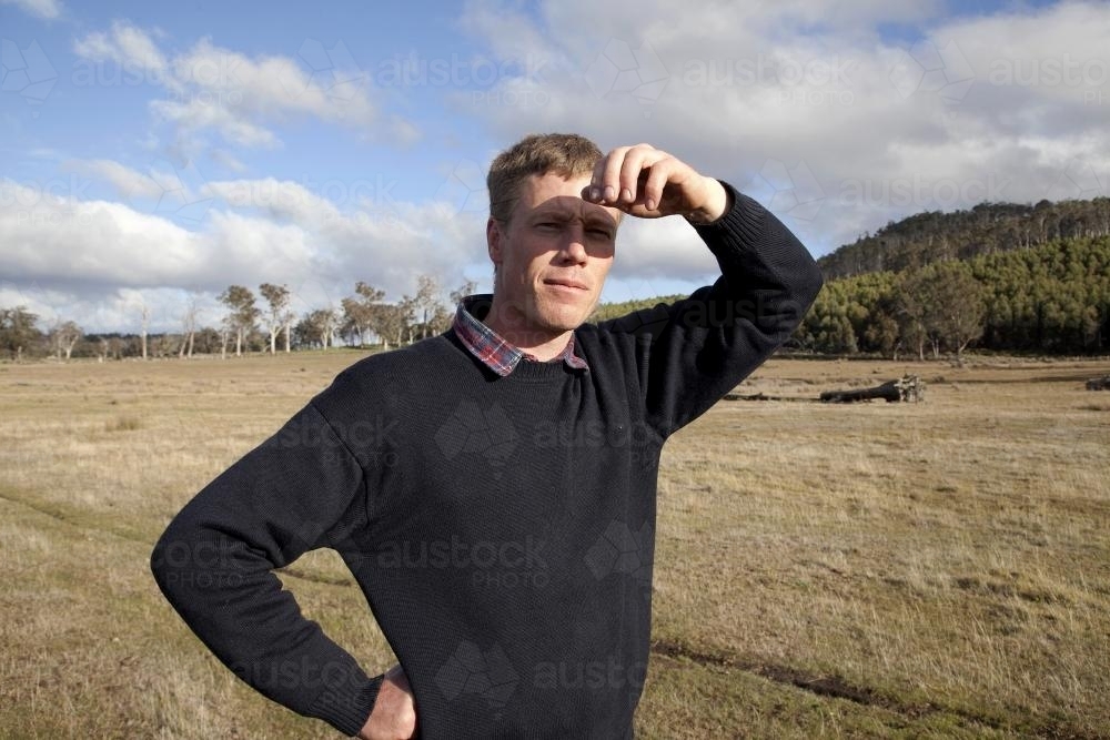 Portrait of farmer in the afternoon light - Australian Stock Image