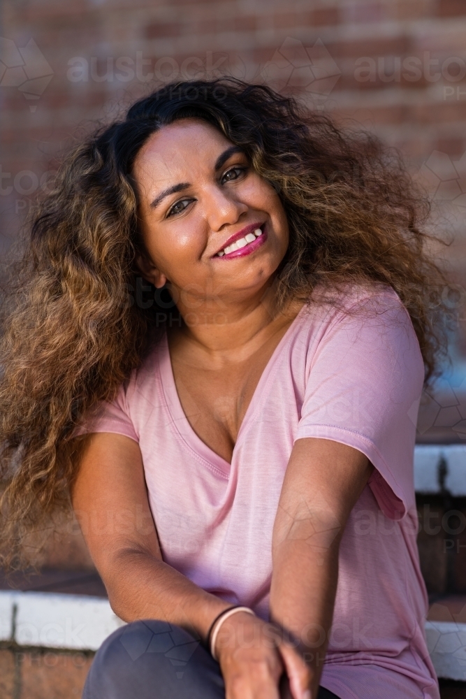 portrait of happy aboriginal woman - Australian Stock Image