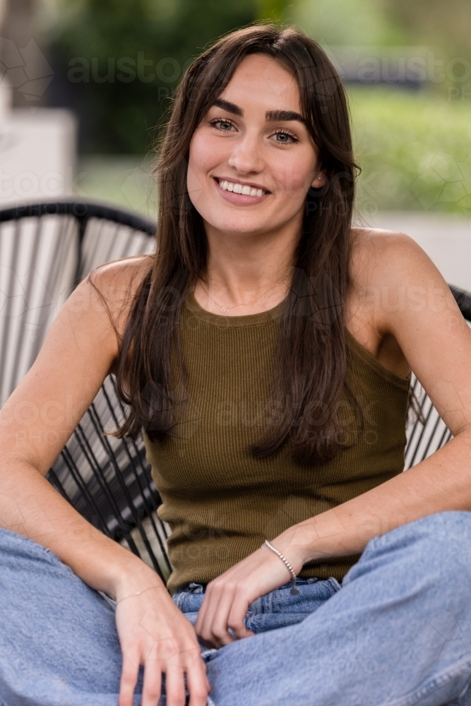 portrait of happy genZ woman - Australian Stock Image
