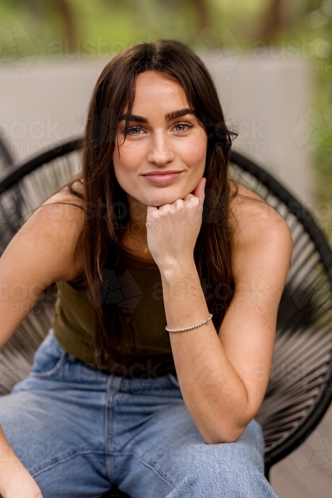 portrait of happy young woman - Australian Stock Image
