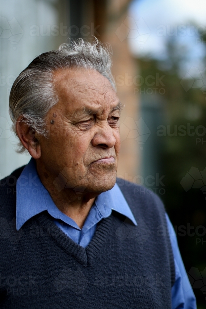 Portrait of male Aboriginal elder - Australian Stock Image