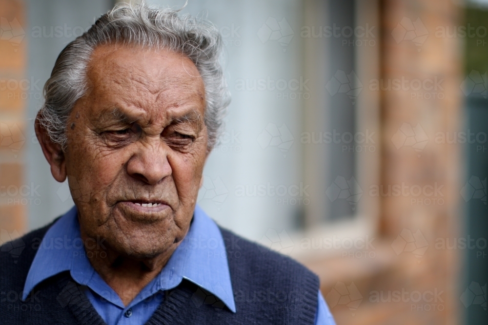Portrait of male Aboriginal elder - Australian Stock Image