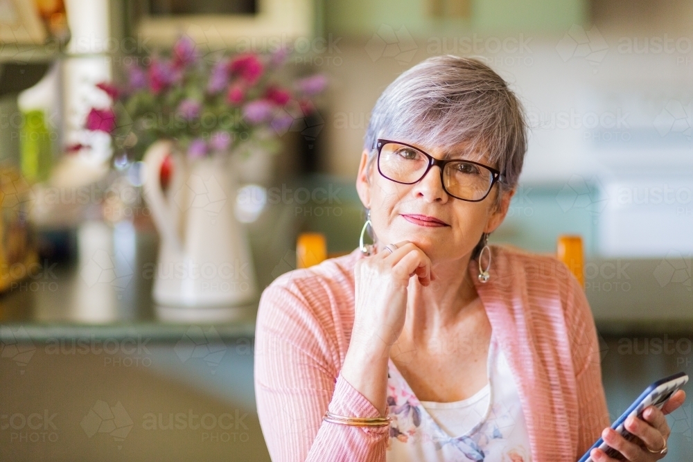 Portrait of middle aged woman with glasses - Australian Stock Image
