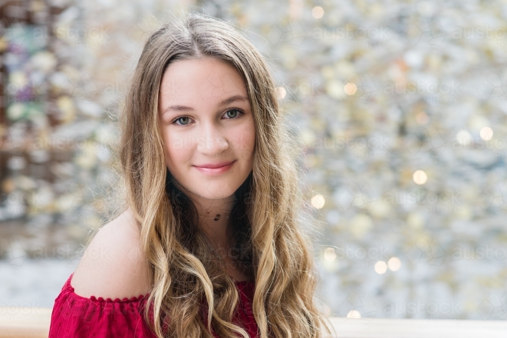 portrait of pretty 15 year old girl - Australian Stock Image