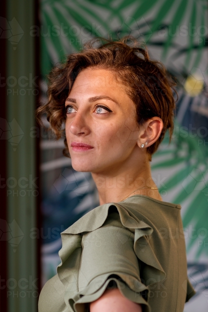 portrait of woman with short hair - Australian Stock Image