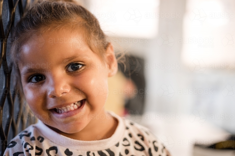 Portrait of young Aboriginal girl - Australian Stock Image