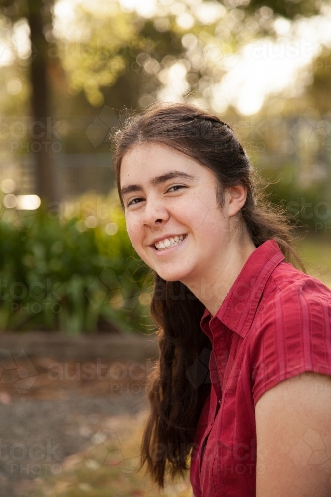 Portrait of young australian person outside - Australian Stock Image
