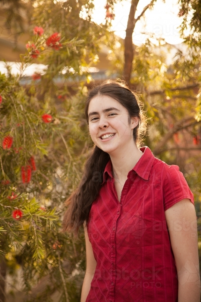 Portrait of young australian person outside - Australian Stock Image