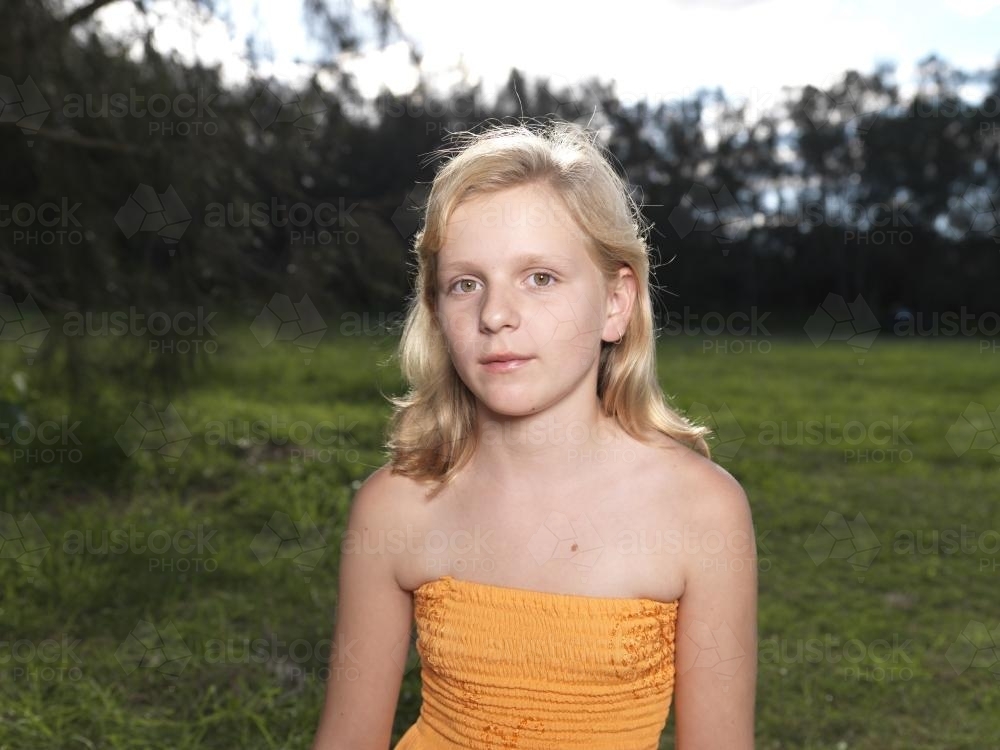 Portrait of young blonde girl - Australian Stock Image
