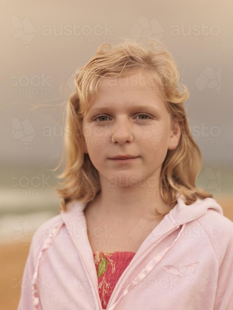 Image of Portrait of young blonde girl - Austockphoto