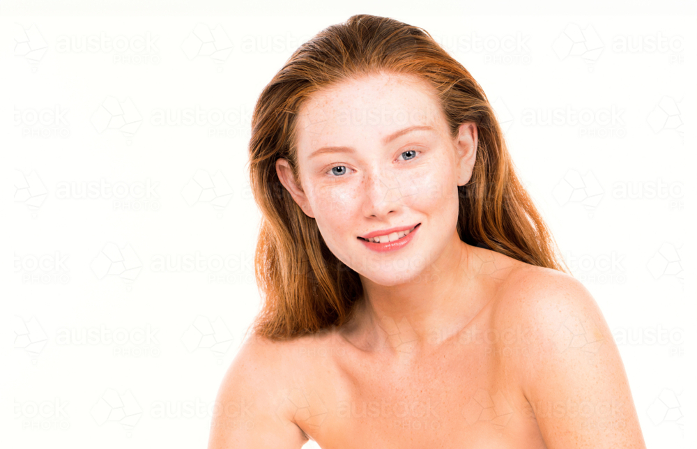 portrait of young woman with clean clear skin - Australian Stock Image
