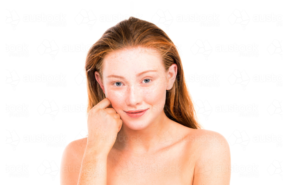 portrait of young woman with clean clear skin - Australian Stock Image