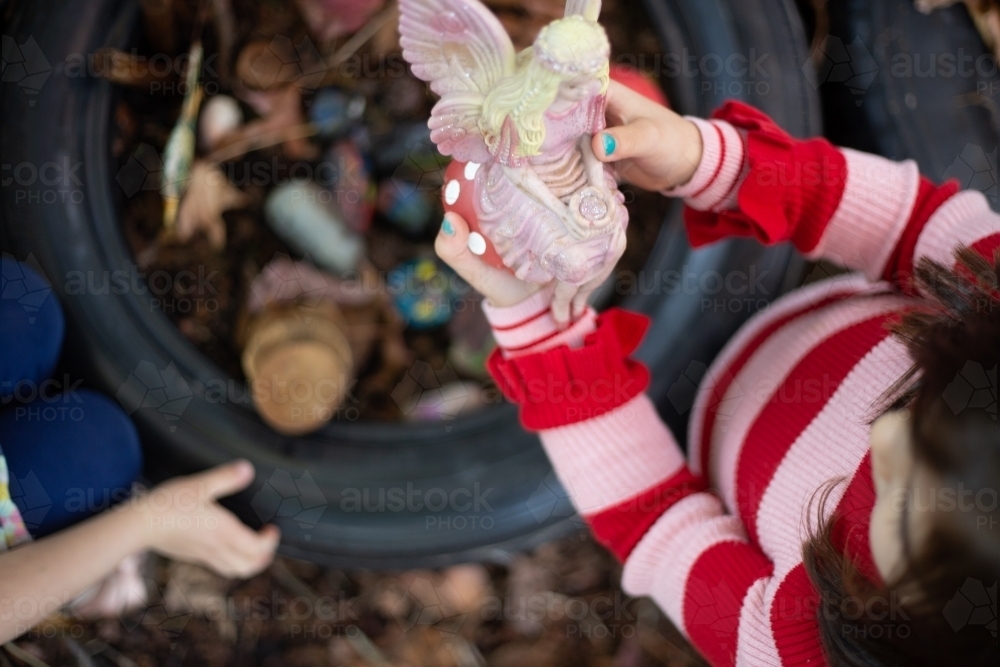 Potted fairy garden in pre-school - Australian Stock Image