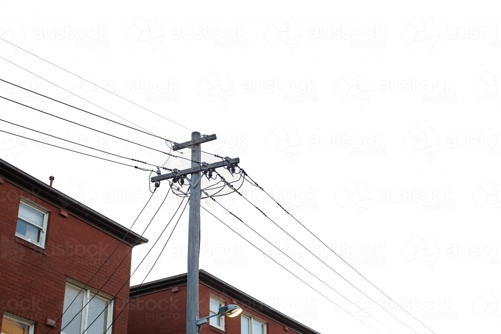 Power line utility pole - Australian Stock Image