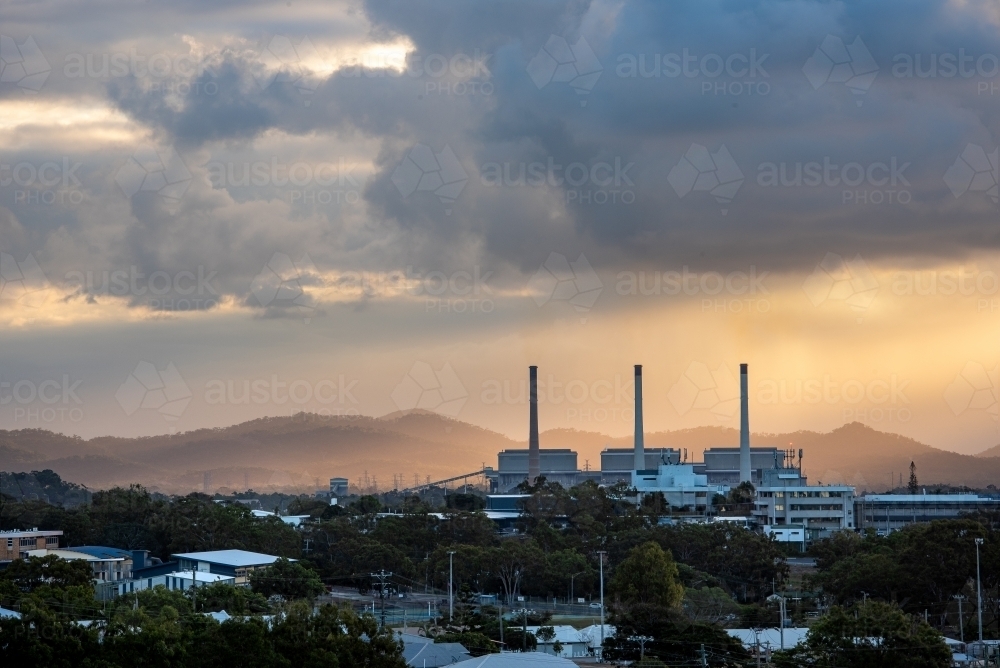 Power Station with powerful sunset - Australian Stock Image
