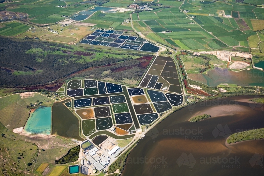 Prawn Farms next to the Logan River - Australian Stock Image