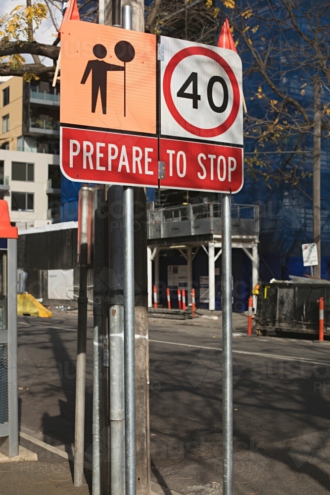 Prepare to stop sign - Australian Stock Image